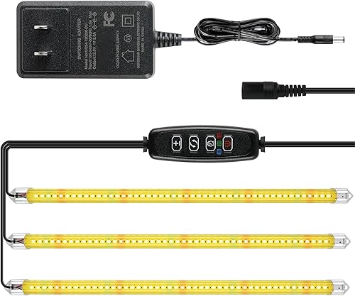 Miniatura 22 de iPower Luces LED de Crecimiento con Lámpara de Espectro Completo para Plantas de Interior, Función de Temporización de 3 Modos, 3 Tubos, Rojo y Azul