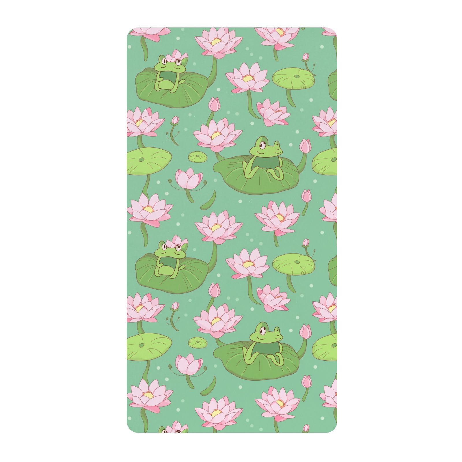 Sábanas de algodón para cuna de bebé, suaves, elásticas, con diseño de rana, nenúfares de agua, dibujos animados, 1 paquete de cuna para bebés trenzado, 52 x 28 pulgadas