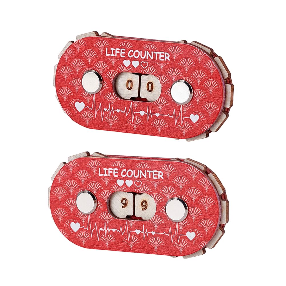 OLYCRAFT 2 Pcs Red Life Counter Twin Digits Wooden Life Counter Set Double Digit Spinner Health Tracker Life Counters Twin Digits Card Games Accessories for Tabletop Board Gaming Table Games