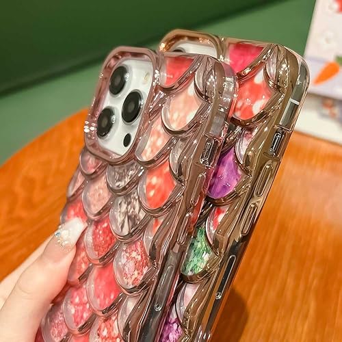 Miniatura 3 de KERZZIL Funda de lujo con diseño de sirena 3D compatible con iPhone 13 Pro Max, bonita funda de TPU suave chapado en oro para mujeres y niñas