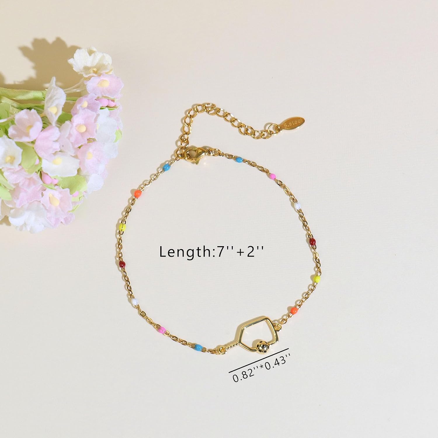 Gold/Silver Pickleball Bracelets for Women Adjustable Colourful Chain Pickleball Bracelet Gifts for Pickleball Lovers Sport image 3