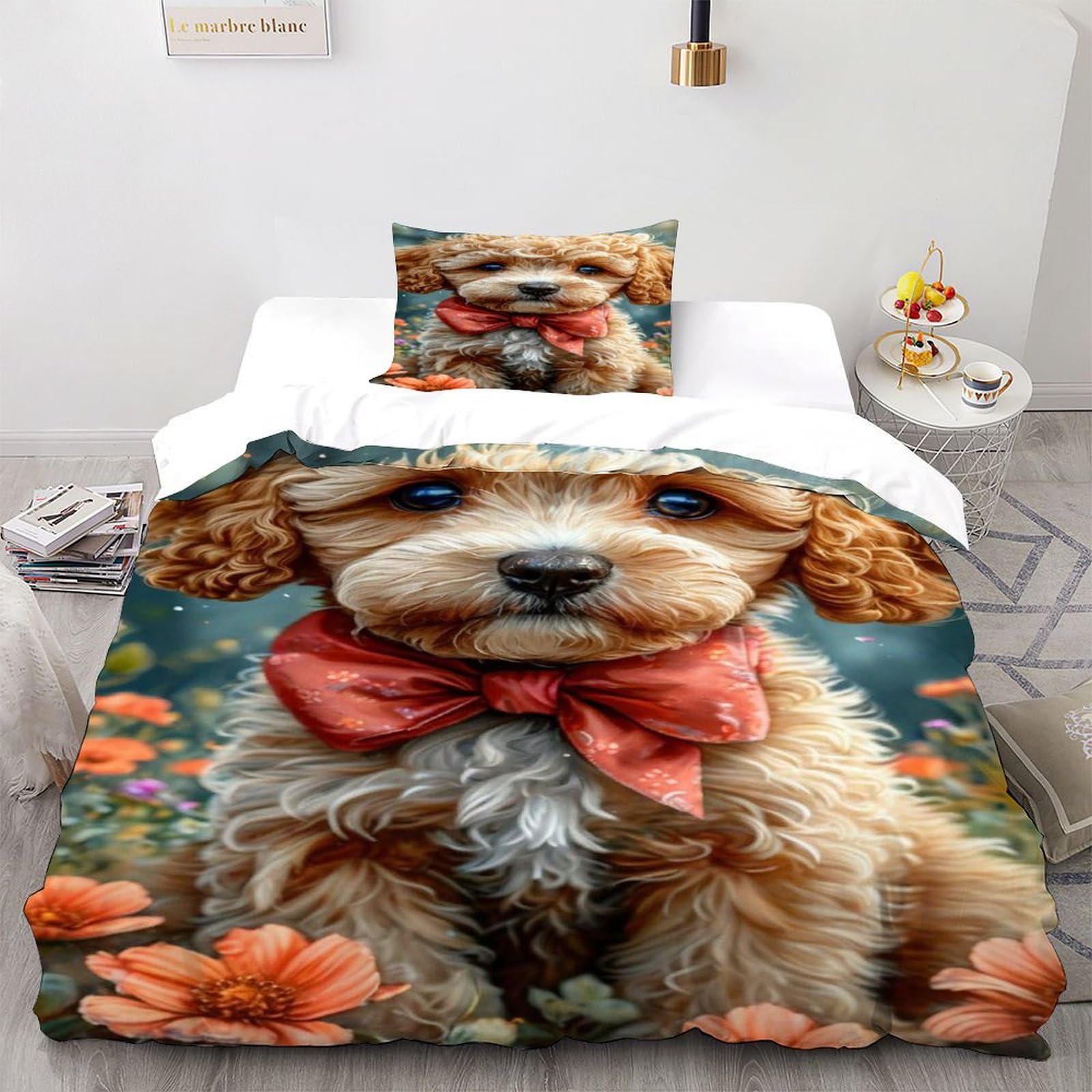 Housse de couette lion bleu respirante en tissu hypoallergénique 135x200