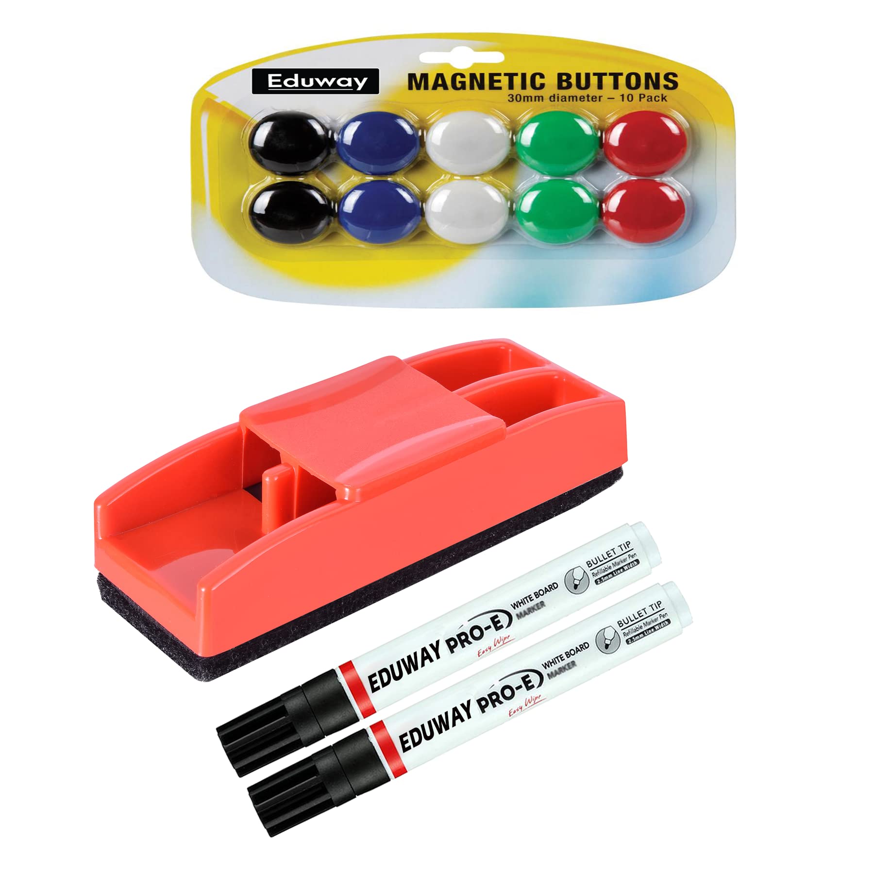 Eduway Magnetic Kit for Magnetic White Board (2 Black Marker, 1 Magnetic Duster, 10 Magnets) | Premium Whiteboard Supplies- (Multicolor)-image-32