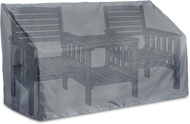 VonHaus Waterproof Garden Loveseat Cover - 'The Storm Collection' Premium Heavy Duty Breathable Fabric Protection for Jack & Jill/Company Bench (L173cm x D91cm x H62-96cm) - Slate Grey