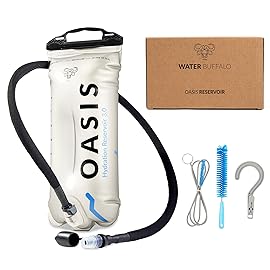 Water Buffalo Oasis Hydration Bladder - 2L and 3L Water Bladder for Hiking Backpack, Leakproof Design with Insulated Hose and High-Flow Bite Valve