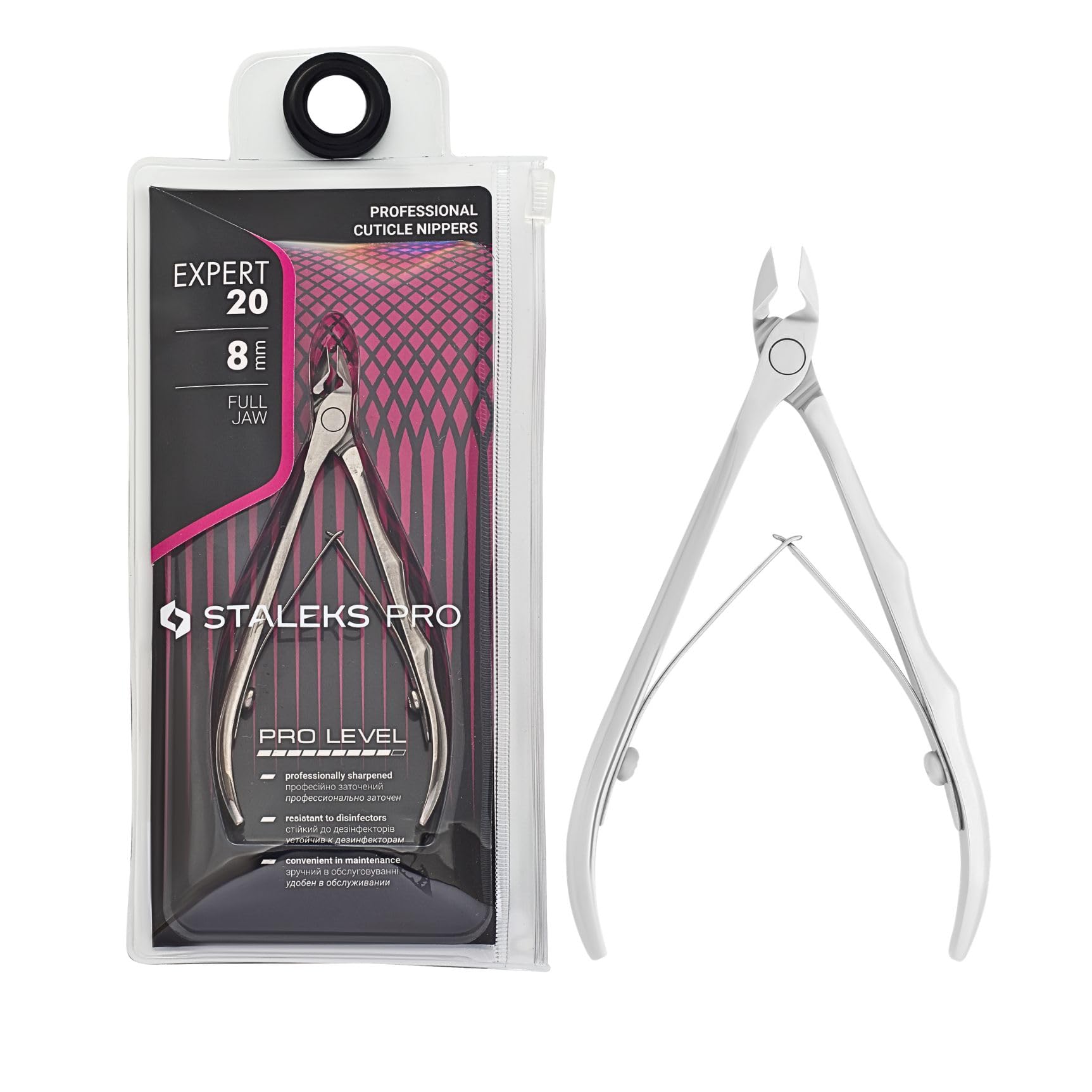 Natury Nails White/Dark Grey Heather Staleks Pro By Professional Cuticle Nipper 8 Mm Stainless Steel Expert 20-8