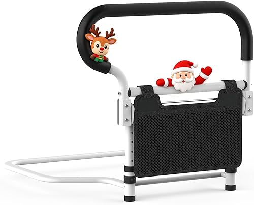 Rieles de cama para adultos mayores, barandilla de asistencia de cama ajustable aprobada por ASTM para personas mayores, con bolsa de almacenamiento