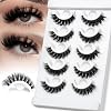 Pestañas postizas autoadhesivas FARRED, tiras de pestañas falsas sin pegamento, volumen, ojo de gato, reutilizables, 5 pares, aspecto natural 3