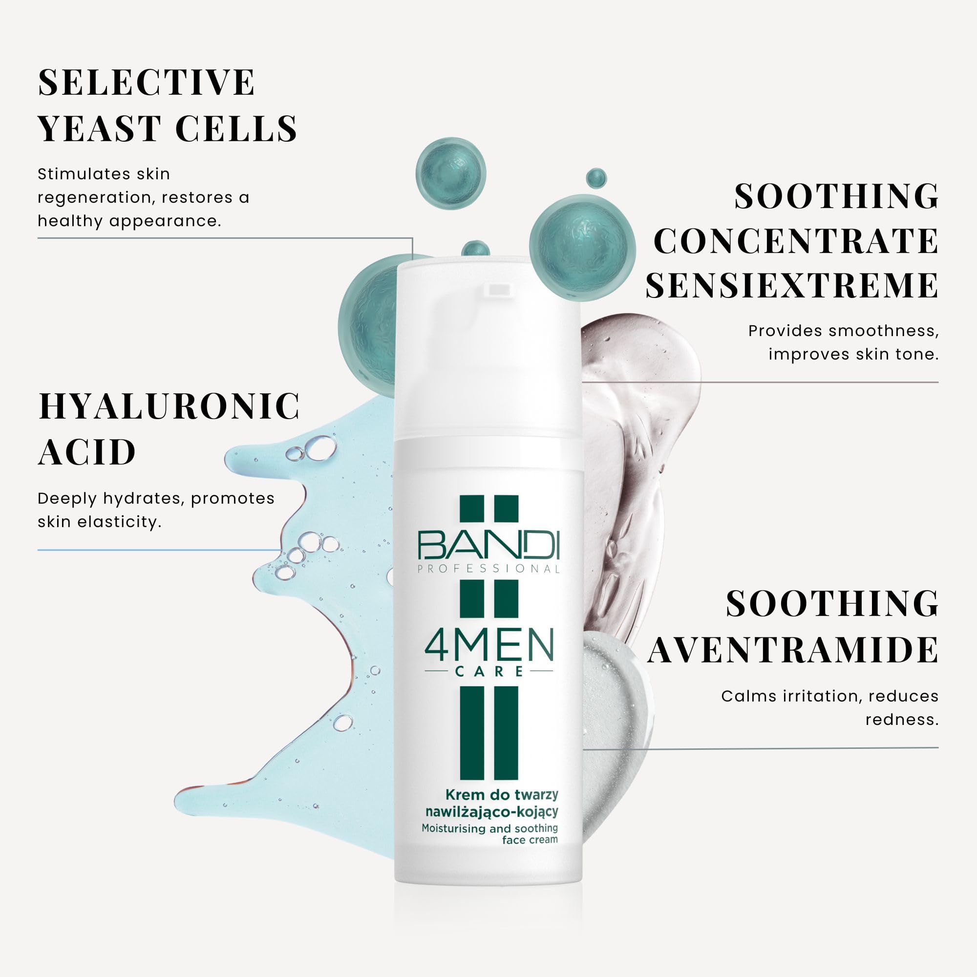 Bandi Men's Hydrating Face Cream with Hyaluronic Acid Moisturiser for Sensitive Skin Soothing Formula for All Skin Types 50ml - Image 4