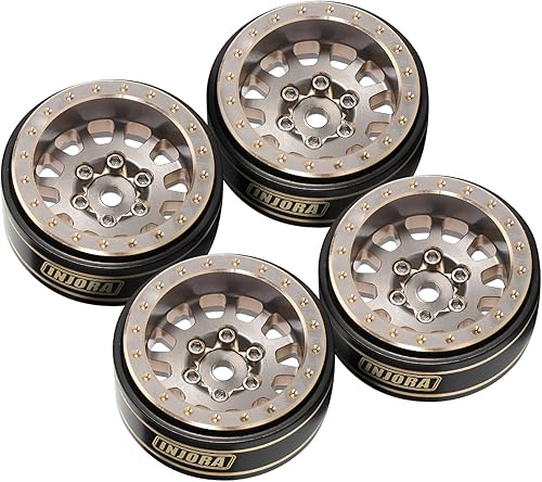 Miniatura 7 de INJORA 1.0 Plus - Llantas de latón Beadlock, 4 unidades, ruedas de 12 radios para TRX4M SCX24 FCX24 124 118 RC Crawler, 1.65 ozpiezas (gris)