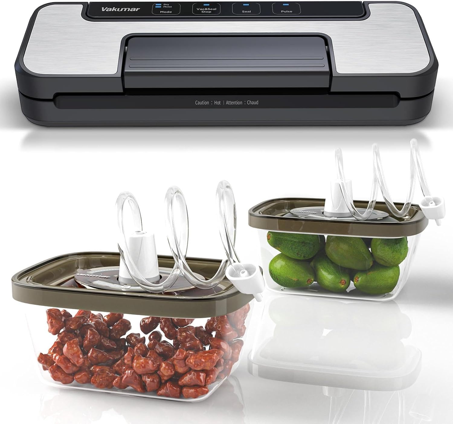 Vakumar 80Kpa Food Vacuum Sealer Machine with Double Pump, Dry,/Moist, Pulse Mode - 2PCS Vacuum Seal Food Storage Containers Vacuum Sealer containers Fresh Save & Keep the Flavor