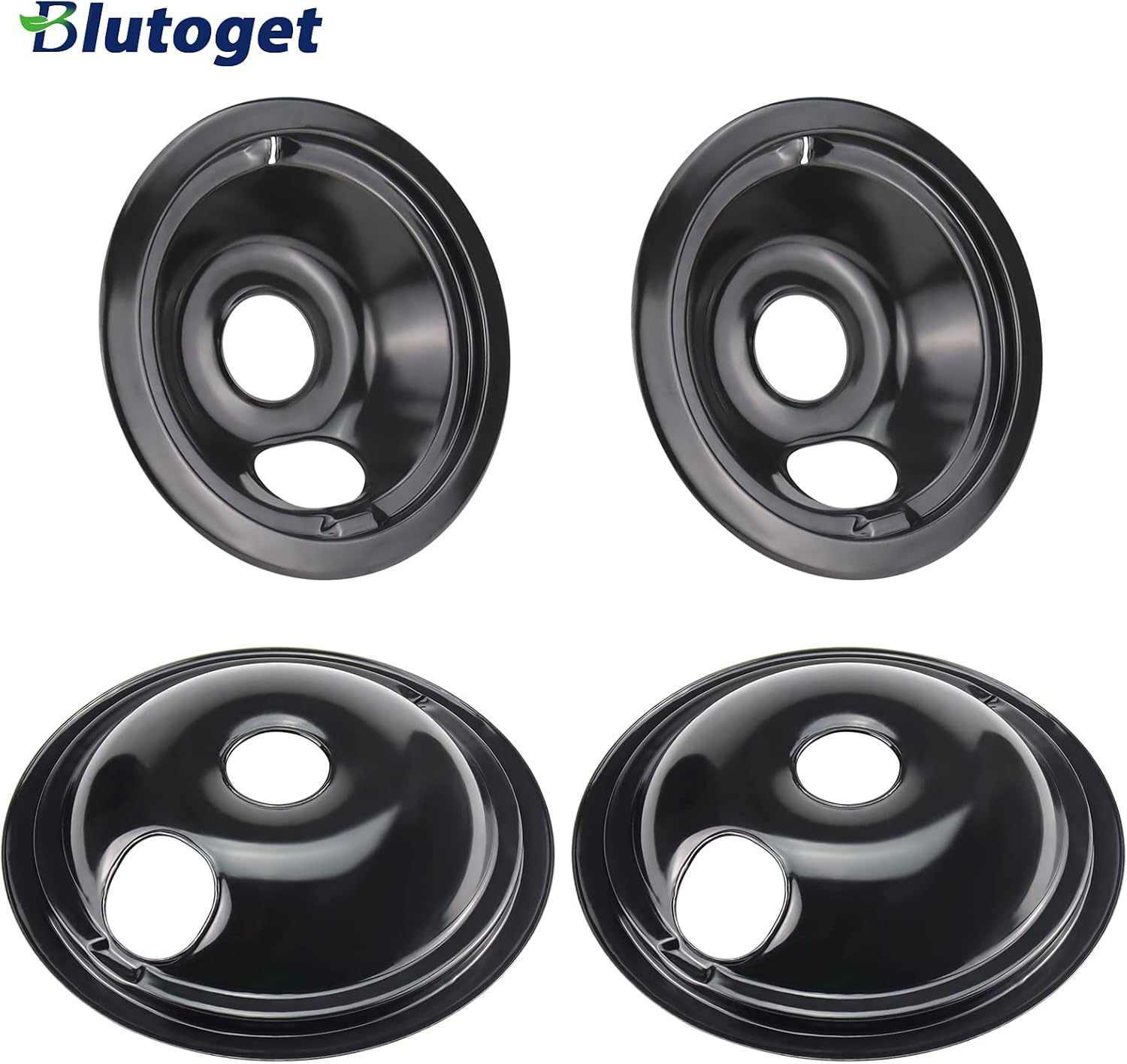WB31M20 WB31M19 Porcelain Drip Pans by Blutoget - Replacement for GE Hotpoint Range Cooktop - Includes 2 6-Inch and 2 8-Inch Pans - 4 Pack (Black Porcelain) : Appliances