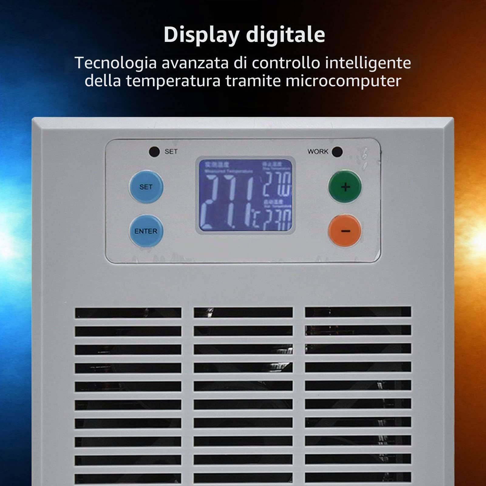Refrigeratore D'acqua per Acquari, 20L 1-3L/min Refrigeratore D'acqua Elettronico Silenzioso Celsius Fahrenheit Refrigeratore per Acquario Digitale con Pompa e Tubo per Acquacoltura Domestica(EU Plug)