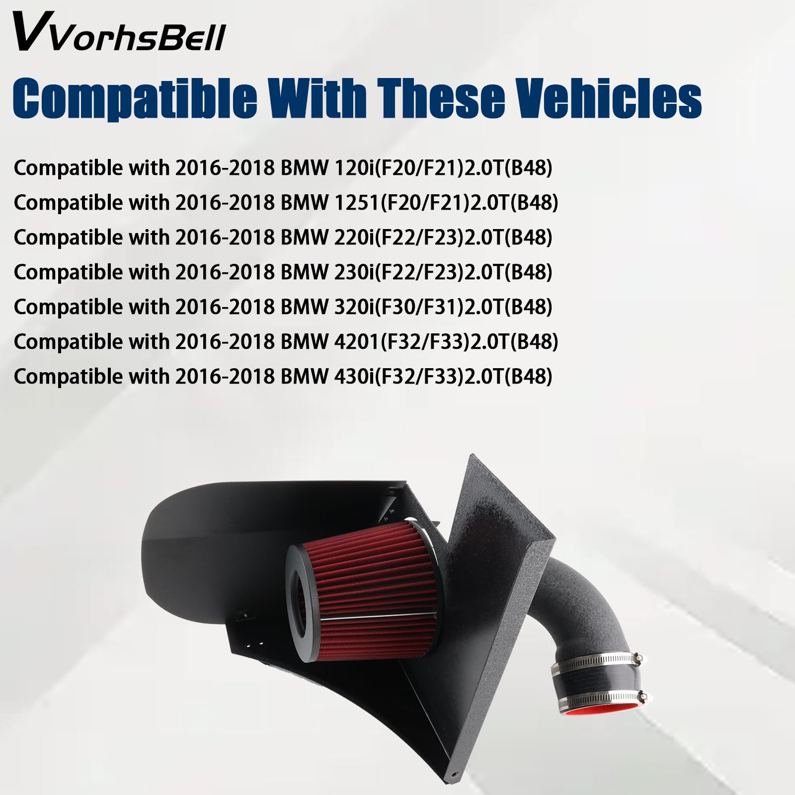 Sistema De Admisión De Aire Frío, Compatible Con BMW B48 2,0T 2016-2018 120i 125i 220i 230i 320i 420i 430i F20 F21 F22 F23 F30 F31 F32 F33, Tubo De Aluminio Filtro Cónico Rojo Alto Flujo
