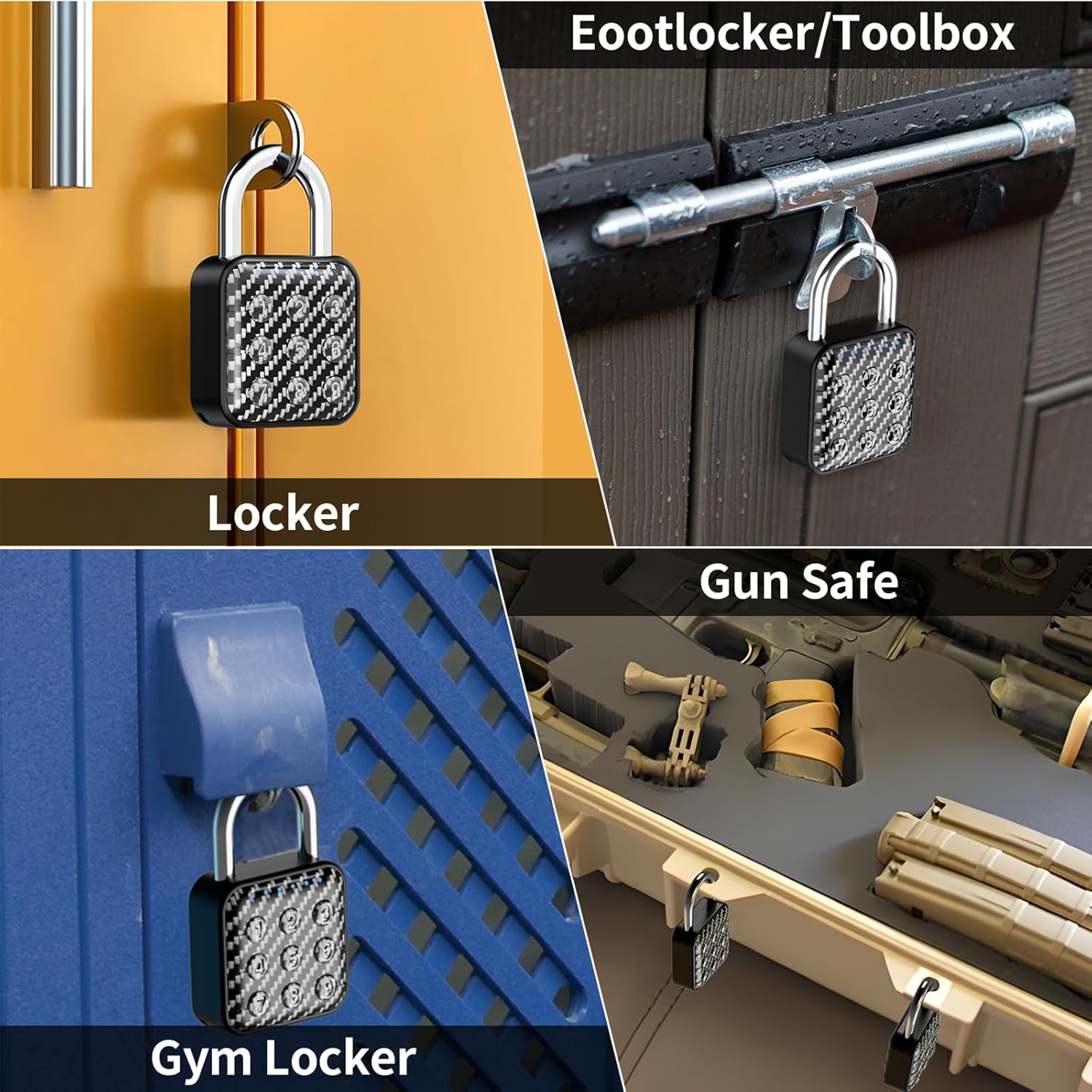 Combination Lock, Combination Lock for Locker, Locker Lock & Gym Locker Lock - High Security, Easy to Use for Gym, School, Travel, Outdoor (Carbon Fiber)
