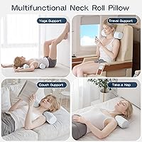Vista 7 de Almohada Cervical de Rollo, Almohadas de Soporte Cervical de Espuma Viscoelástica, Almohadas de Cuello Redondas, Almohadas Cilíndricas de Refuerzo