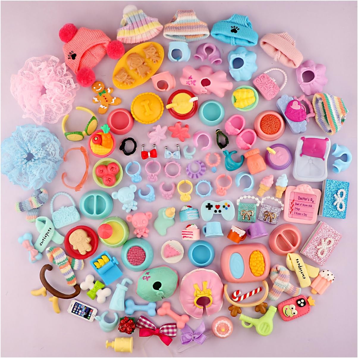 Random Cute Playset, Mini Ornaments, Clothes, Food & Drink Mini House Props for LPS Cat, Dog, Deer Puppy (17 pcs Random)