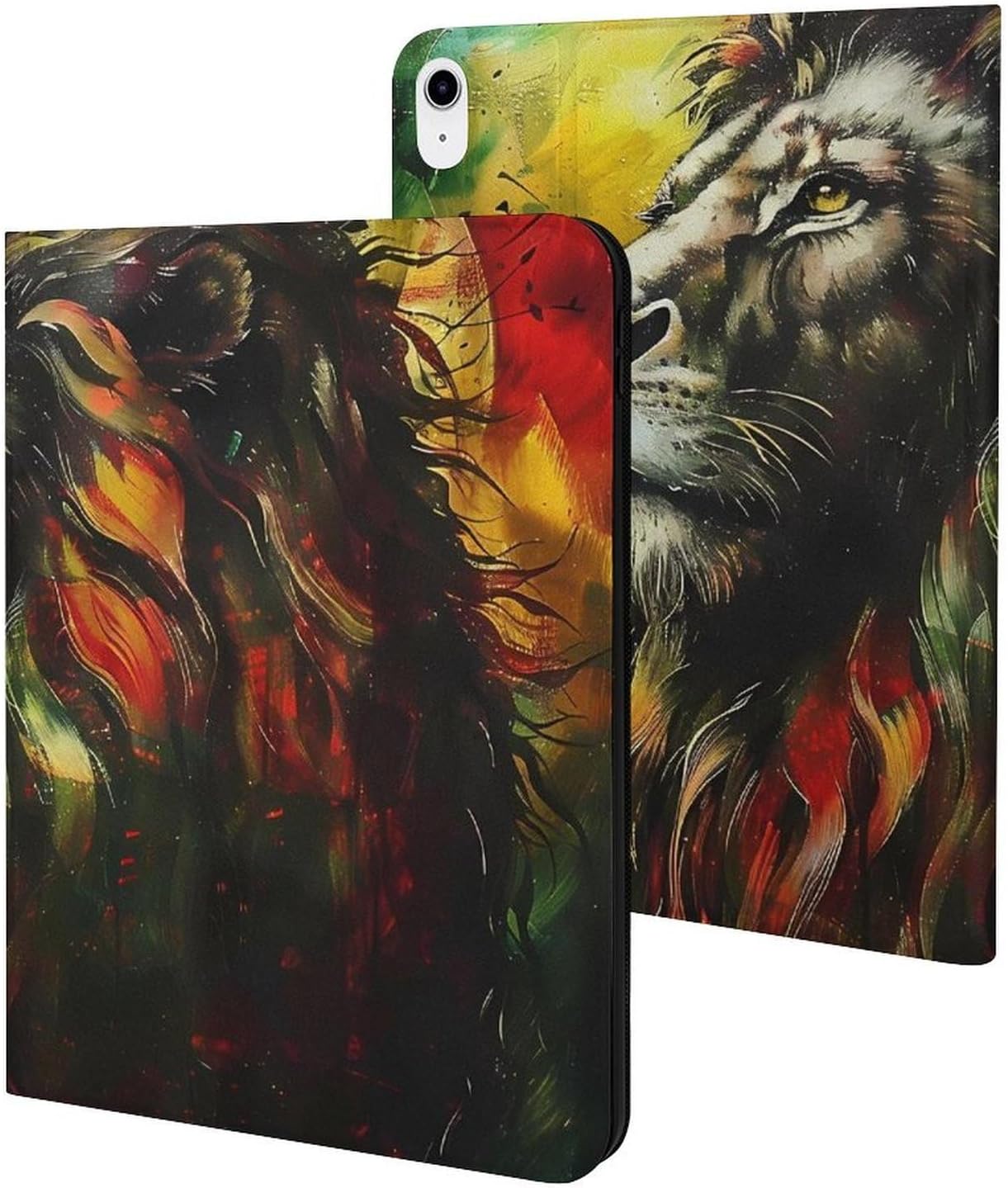 Lion A Rastafari Flag Jungle Reggae Printed Case Trifold Stand Protective Cover Compatible with iPad 10代 (10.9in)