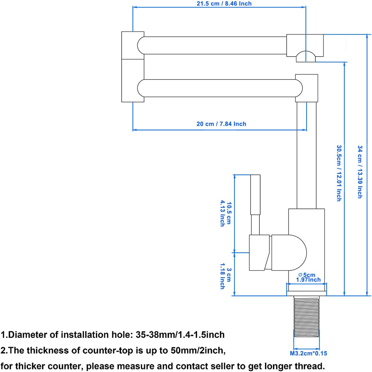 Promo 40% OFF ABMILLY Pot Filler Faucet Matte Black Deck Mounted Single Handle Double Joints Free Rotating Modern Deck Mounted Countertop Retractable Commercial Kitchen Sink Faucet Stainless Steel