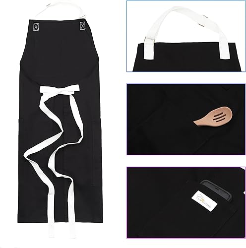 Miniatura 4 de Delantales cósmicos de grado profesional para chef y cocina con bolsillos, 34 x 26 pulgadas, delantal de cocina para servidor, parrilla, hornear