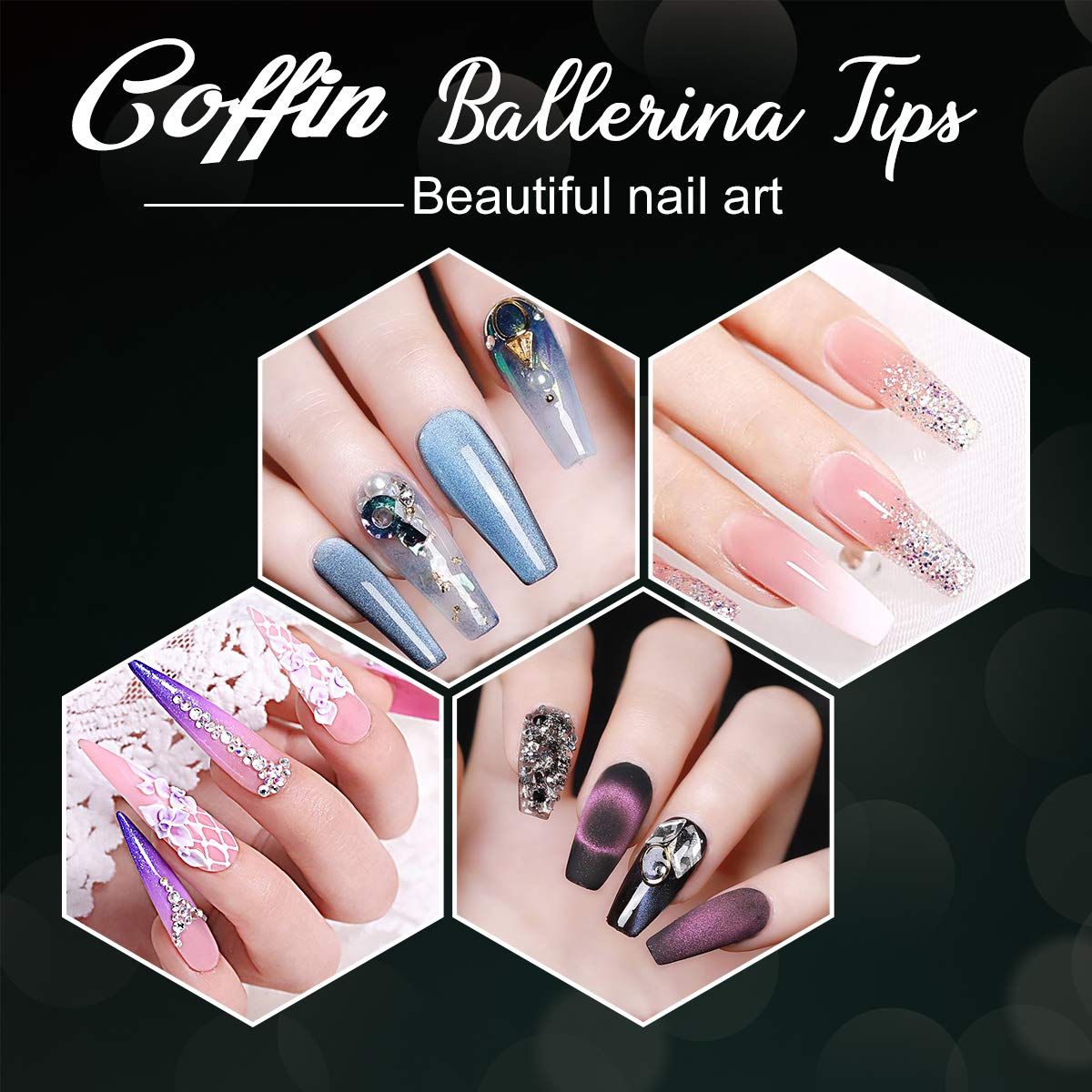 Dual Nail Forms 120Pcs Clear Acrylic Nail Forms System Full Cover Ballerina Nail Tips Nail Builder with Scale for Poly Nail Gel Extension Mold