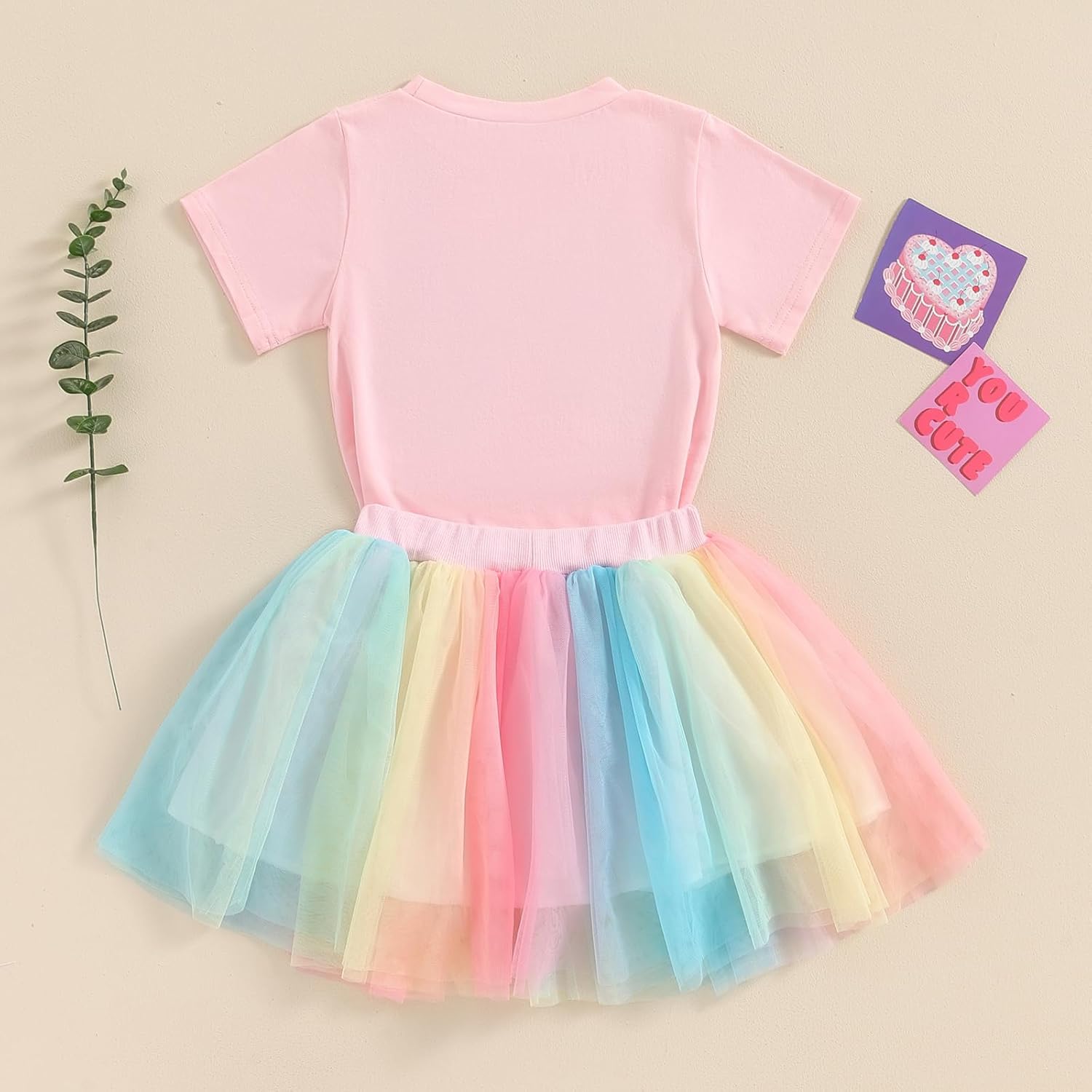 Muasaaluxi Toddler Baby Girl Birthday Outfit Two/Three/Four/Five/Six Embroidery T-shirt Colorful Tutu Skirts Summer Clothes - Image 7
