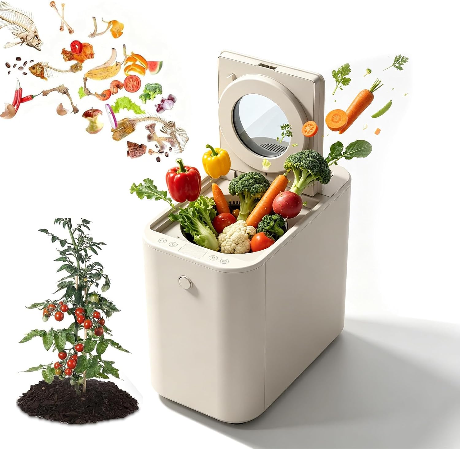 Smart Electric Composter, Countertop Food Recycler & Kitchen Compost Bin, 4.5L Capacity, Odorless Low Noise, Auto-Cleaning, Turns Meat/Dairy into Fertilizer for Home