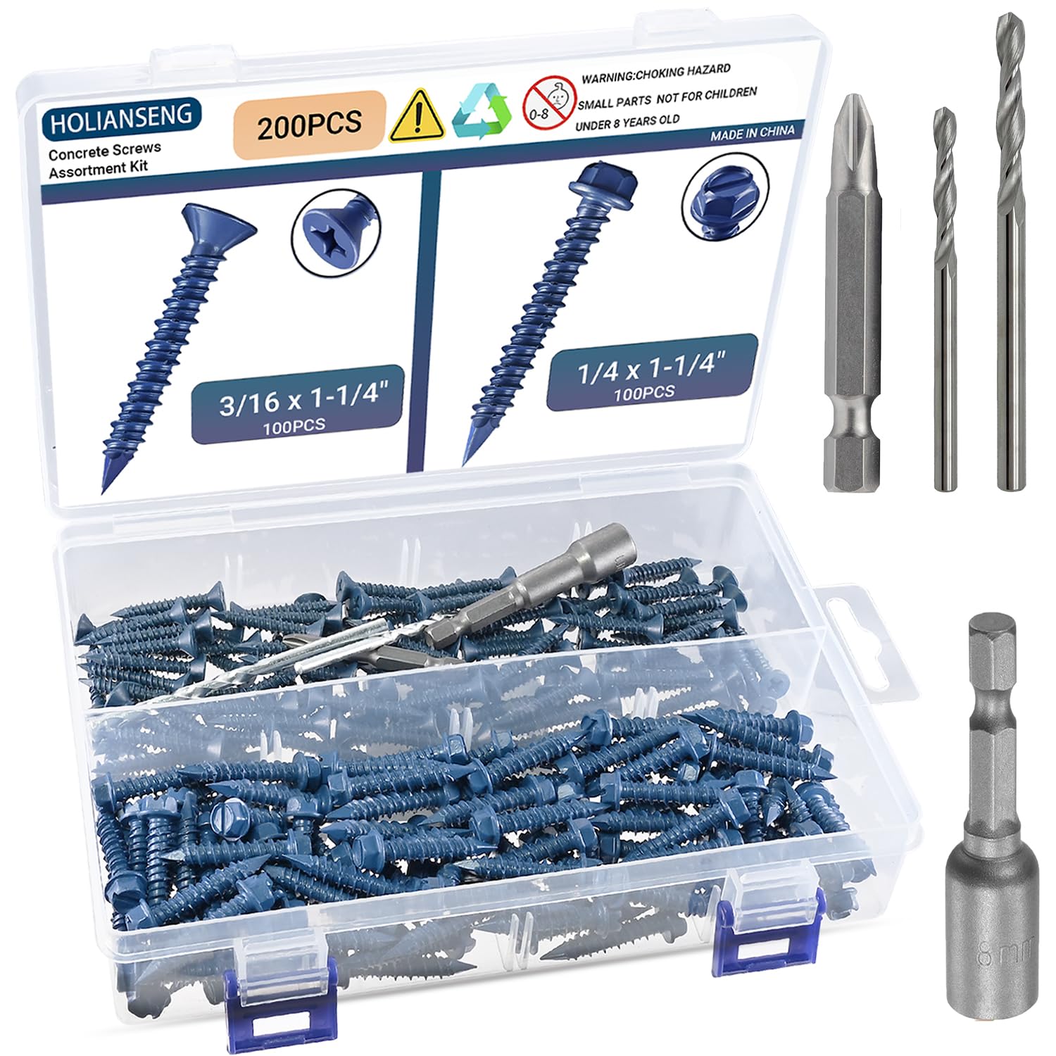 Concrete Screw Kit - 200 Pcs, No Pre-Drilling -1