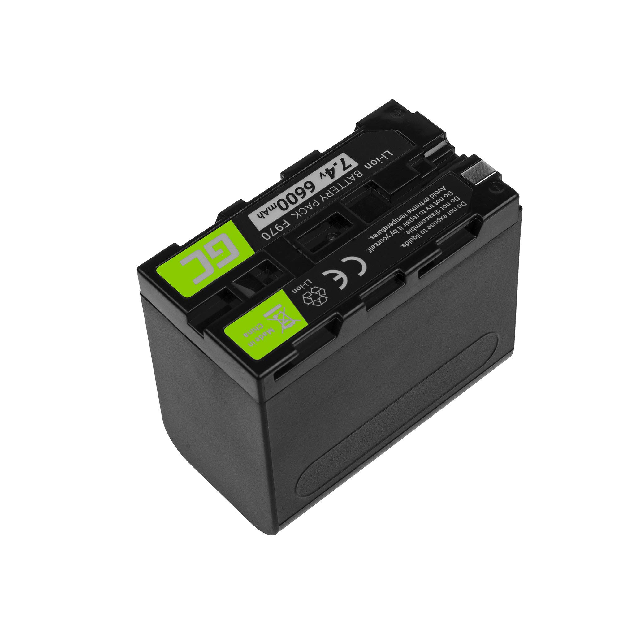 Green Cell® NP-F970 NP-F960 NP-F550 NP-F500 NP-F330 NP-F530 bateria do aparatu Sony CCD-RV100 TR516 TR716 TR917 DCR-VX2100 HDR-AX2000, Full Decoded (ogniwa litowo-jonowe 6600 mAh 7.4V Czarny