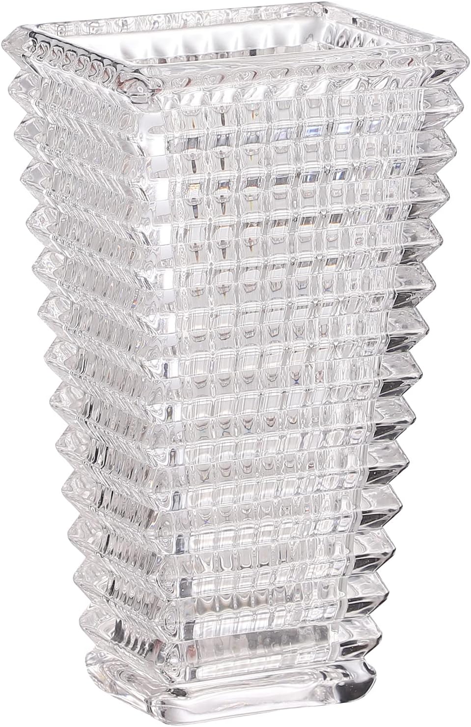 MCMCNCUIU Crystal Vase, Large Crystal Vases for Flowers, Clear Large Flower Vase, Modern Glass Vases for Living Room, Bedroom, Kitchen, Dining Table, Mantle, Wedding, 9 Inches