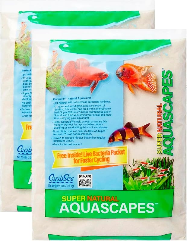 CaribSea Super Natural Moonlight Sand for Aquarium – 5 lb Each – Ideal for Freshwater Aquaria – Perfect for Discus, Tetras, Angelfish, and More – (Pack of 2)
