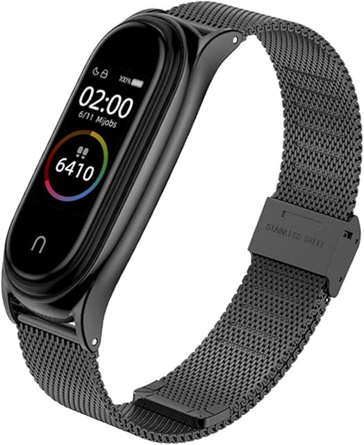 EasyULT mi 6/5 Metal Watch Strap, Adjustable Stainless Steel Wristband WatchBand, Replacement Wrist Strap Compatible with mi Mi Band 4/3