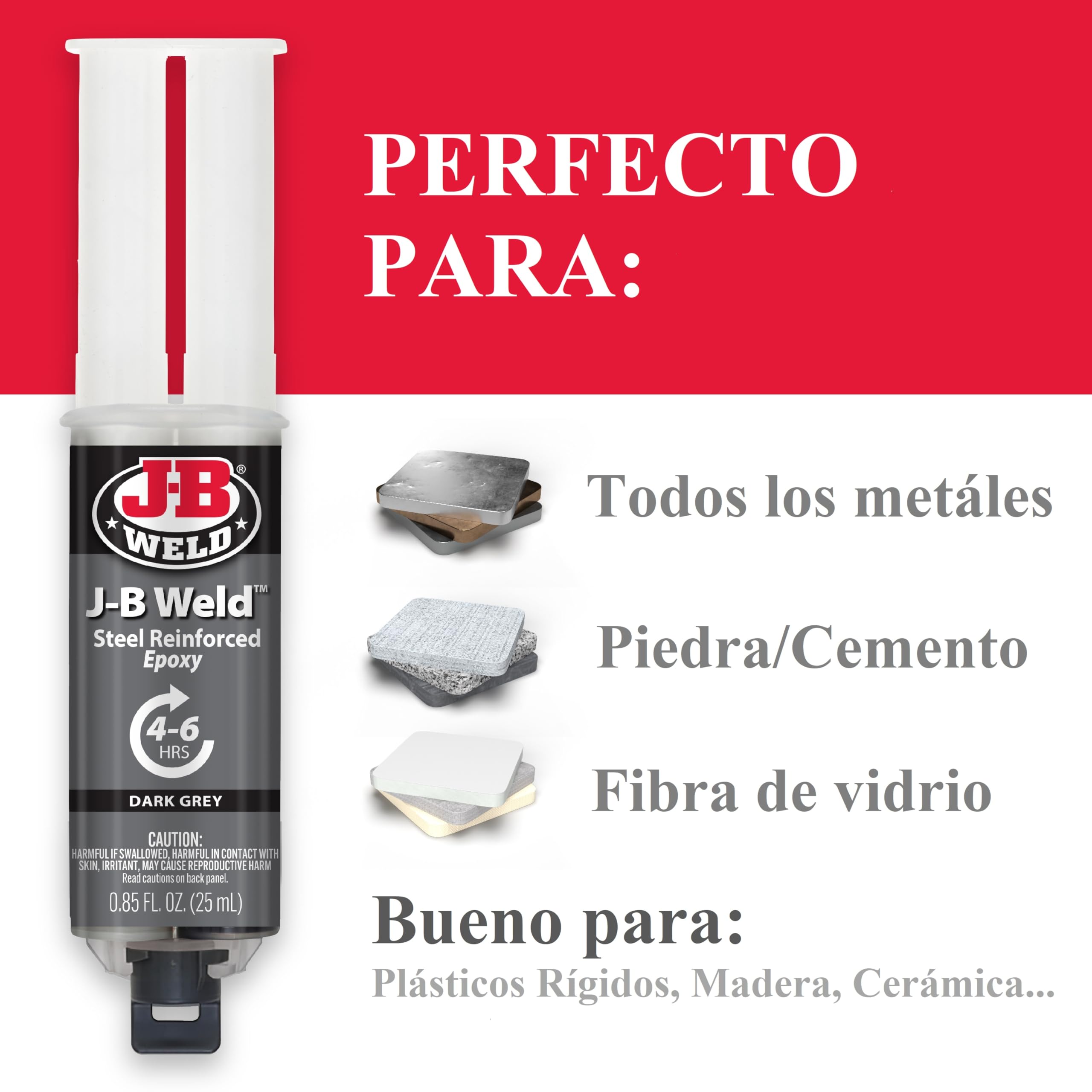 J-B Weld 50165SPA - Epoxi - Fijación Lenta - Reforzado con Acero - Metal - Reparaciones - Artesanía - Automotriz - Fontanería - Embarcaciones - Plásticos - 25ml