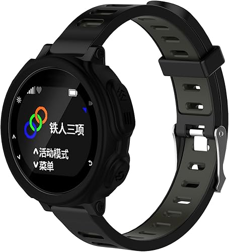 Vista 4 de TenCloud Fundas de silicona para reloj de repuesto compatibles con Garmin Forerunner FR 235 735XT (Negro, paquete de 3)