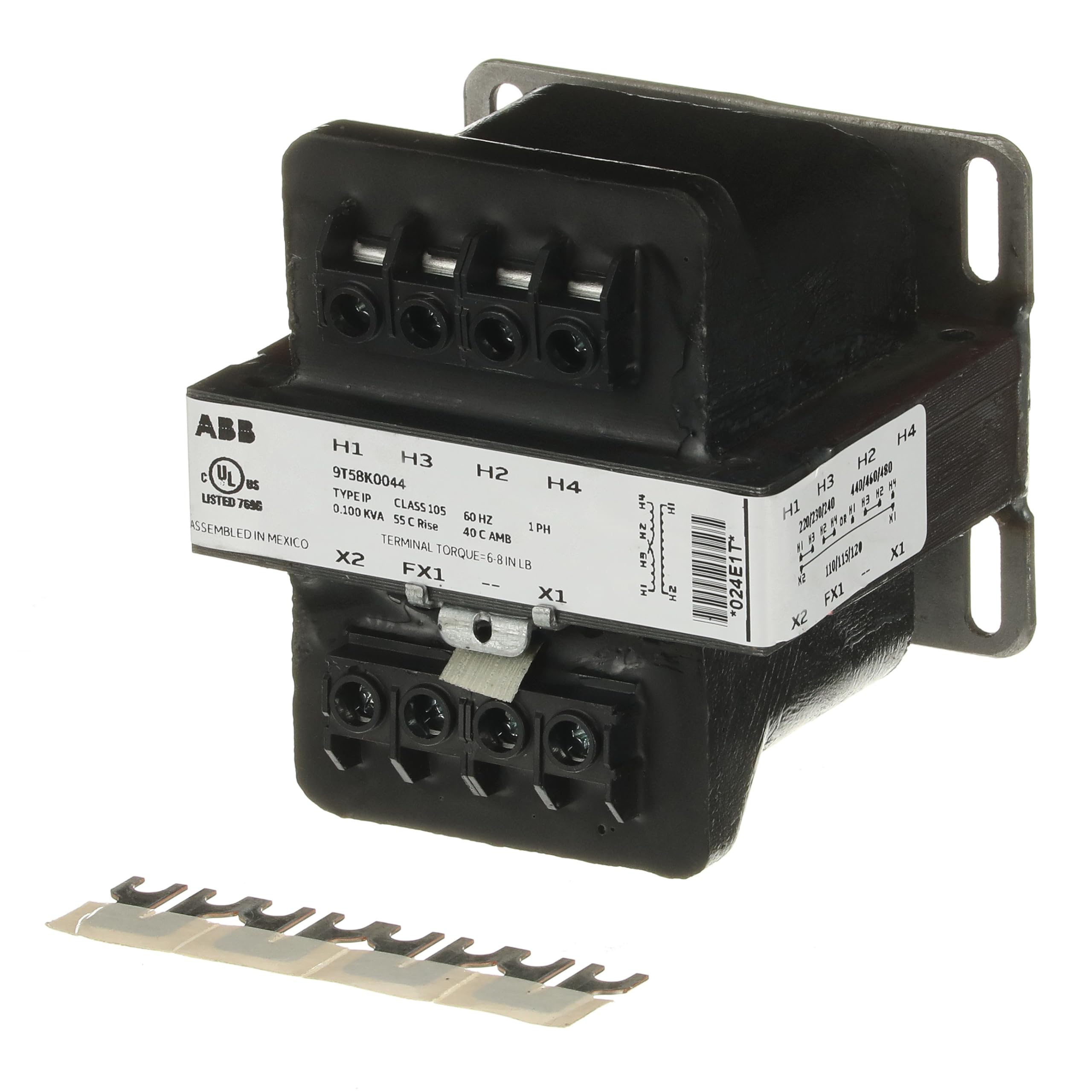 ABB 9T58K0044 Trasformatore a secco a bassa tensione • 1C, 0,1 kVA, 240x480-120, 55C, C&C, TB, IP • Trasformatore di isolamento monofase • Trasformatori Step Down • Piccolo trasformatore di potenza