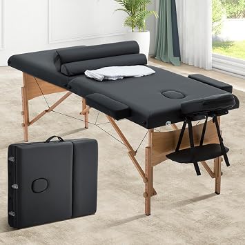 Professional Massage Table Portable Folding Spa Bed with Face Hole & Arm Support, 27.5" Wide 32.5" Height Adjustable, 450lbs Capacity for Massage Therapy, Home Spa - Includes Carrying Case