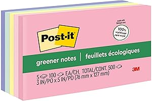 Greener Notes 3x5 Post-its, Recycle-Friendly Sticky Notes