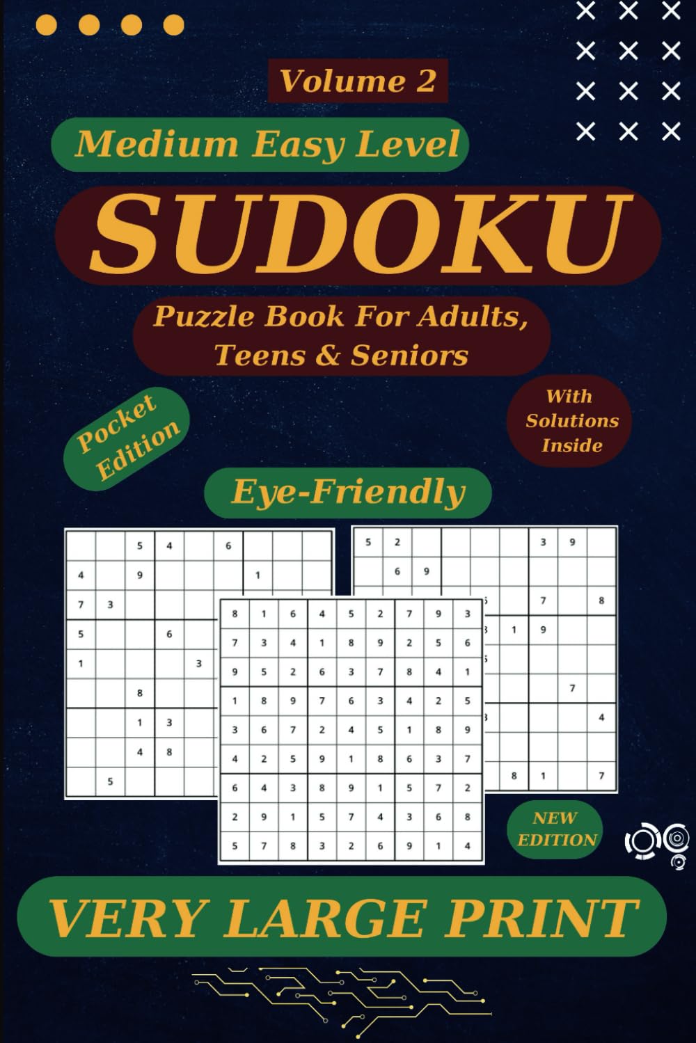 Sharp Minds Sudoku Puzzle Book for Adults and Seniors: 50 Extra Large Print, Medium Easy Level Sudoku With Solutions