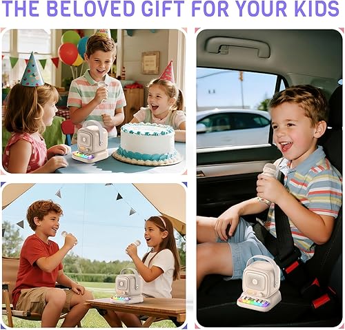 Miniatura 14 de PRUNUS Mini máquina de karaoke C20, los mejores regalos de Navidad y cumpleaños para niños de 3, 4, 5, 6, 7, 8, 9, 10, 11, 12 años o más, altavoz
