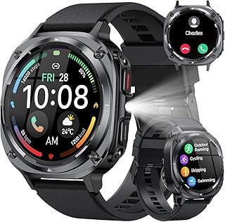 Military Smart Watches for Men(Answer/Make Calls), 1.39" HD Fitness Watch, 24/7 Heart Rate Sleep Monitor, Smart Watch for Men,114+ Sport Modes, IP68 Waterproof Smartwatch for Android iOS, 30Day, Black