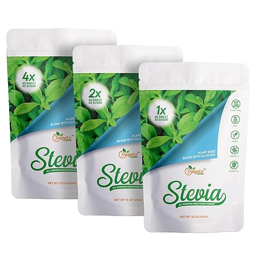 Miniatura 10 de Stevia - Edulcorante multiusos de alulosa - 10 veces dulzura de azúcar porciones totales 1135 edulcorante cero calorías, sustituto sin azúcar para