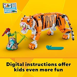 LEGO Creator 3 in 1 Majestic Tiger Building Set, Transforms from Tiger to Panda or Koi Fish Set, Animal Figures, Collectible Building Toy, Gifts for Kids, Boys & Girls 9 Plus Years Old, 31129