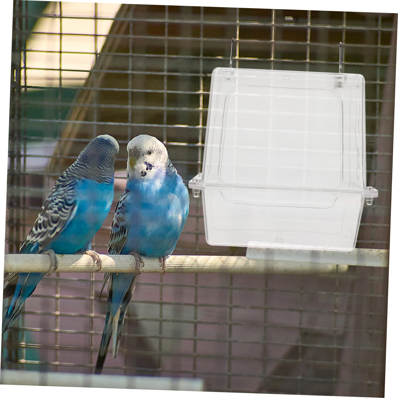 WOONEKY Cubo de Baño para Pájaros en Jaula, Bañera Colgante Acrílica para Aves Pequeñas, Baño Higiénico y Duradero