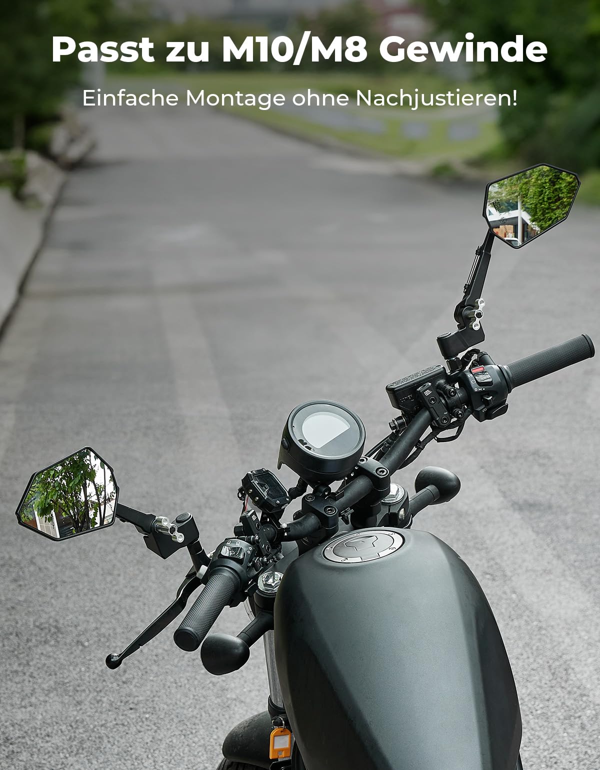 KEMIMOTO Motorrad Spiegel, 2 Stück Verstellbar Motorradspiegel E57 Geprüft, 360°drehbarer Motorrad Rückspiegel, Universal Seitenspiegel Kompatibel Mit Street Bike Scooter Moped Fahrrad