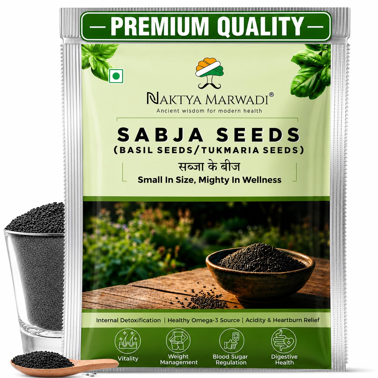 Naktya Marwadi Sabja Seeds (Basil Seeds/Tukmaria) for Weight Loss & Digestion, Natural Body Cooling Detox Superfood, Omega-3 Rich Falooda & Summer Drink, 100% Pure & Chemical Free 250g-image-43