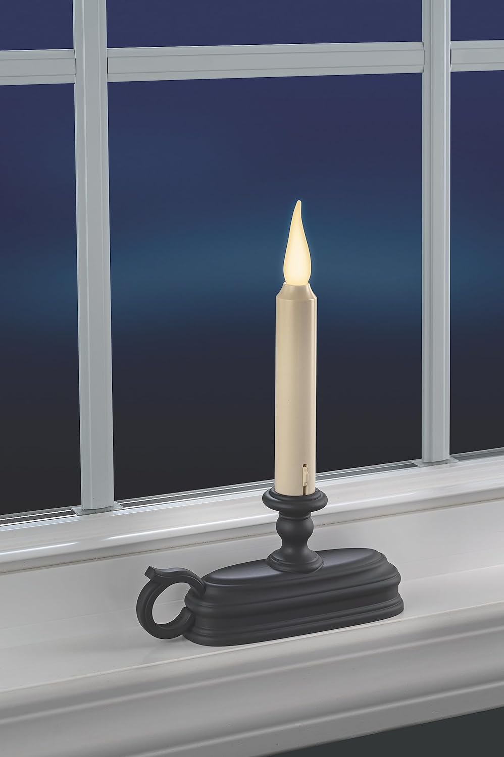 Xodus Innovations FPC1625A-6 Battery Operated 9 Inch Window Candle New Dynamic 3 D Warm White Flicker Flame, with 3 Position Switch and Automatic On Timer, Pack of 6, Black/Aged Bronze