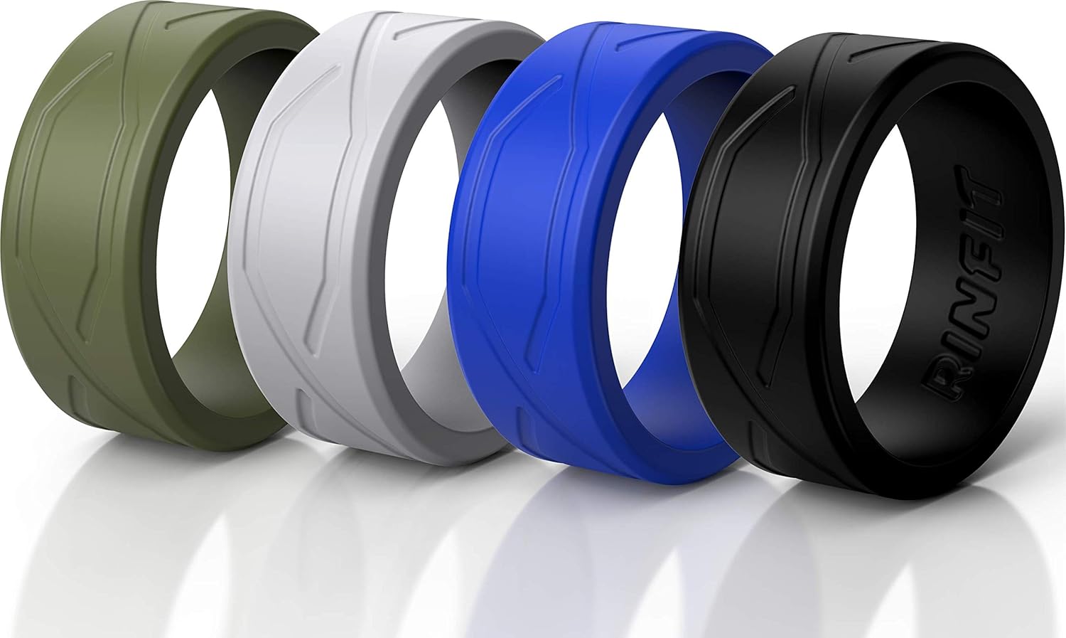 Rinfit Anillos de silicona para mujeres y hombres, juegos de anillos de boda de silicona para él y ella, anillos de boda de goma de diseño