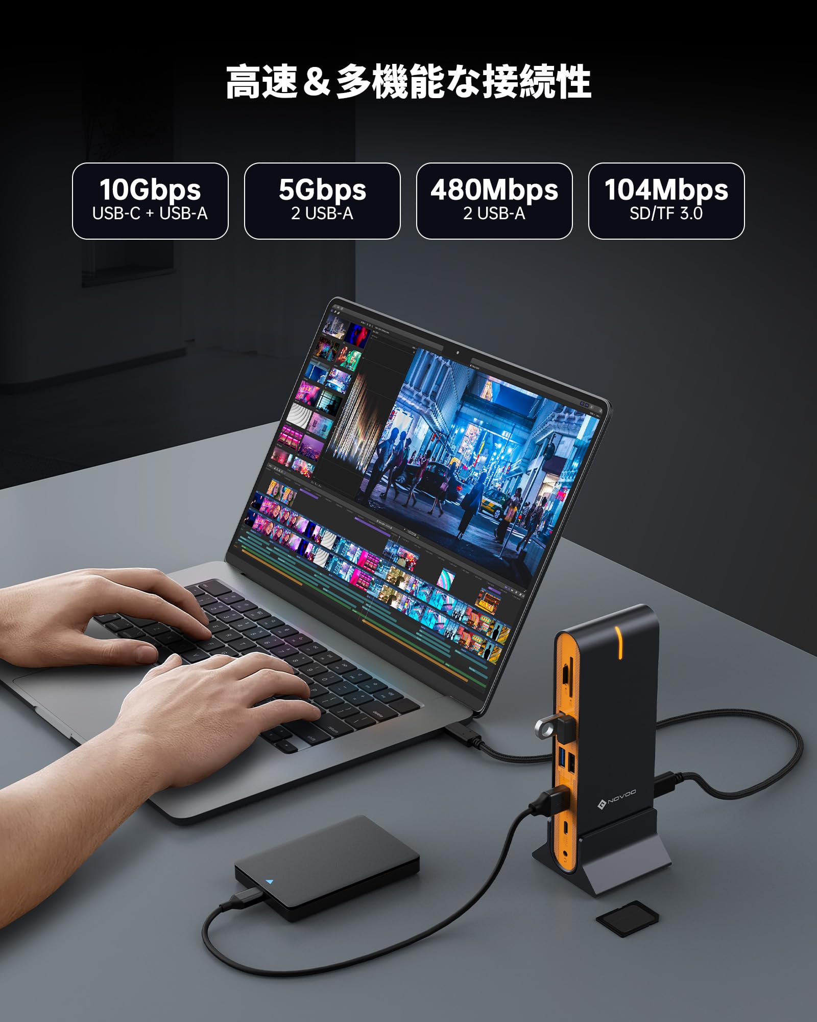 Amazon.co.jp: NOVOO USB-C Docking Station 15-in-1 Vertical