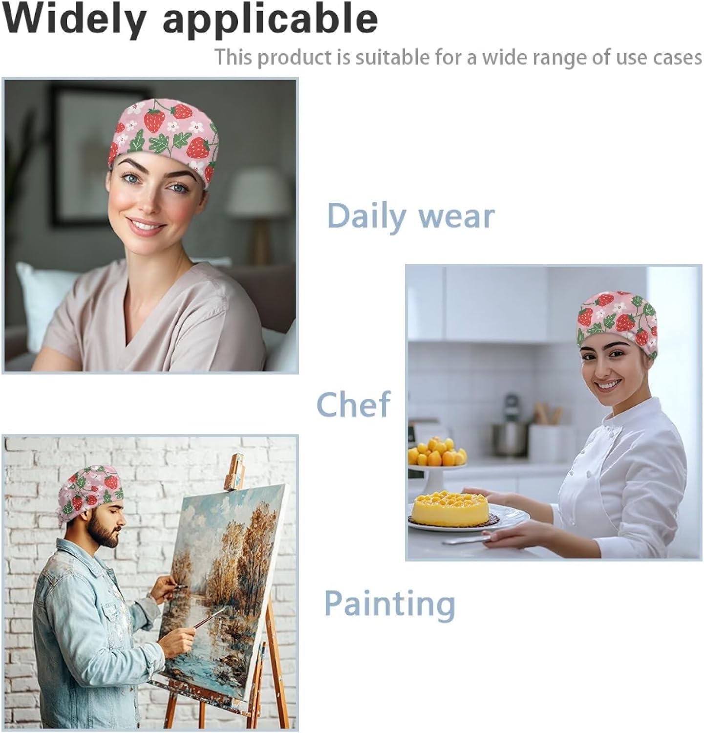 Horeset Working Turban Cap with Sweatband and Adjustable Tie Back Hair Cover