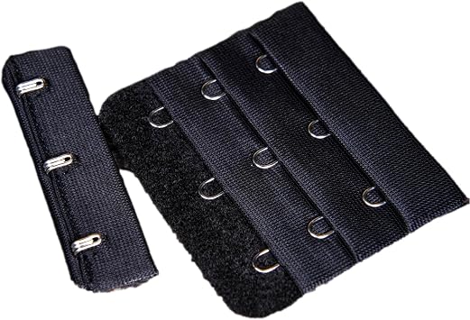 Porcelynne Black Bra Hook and Eye Replacement Closure with Silver Hardware - 3 Rows - 2 1/4" Wide - 5 Pairs